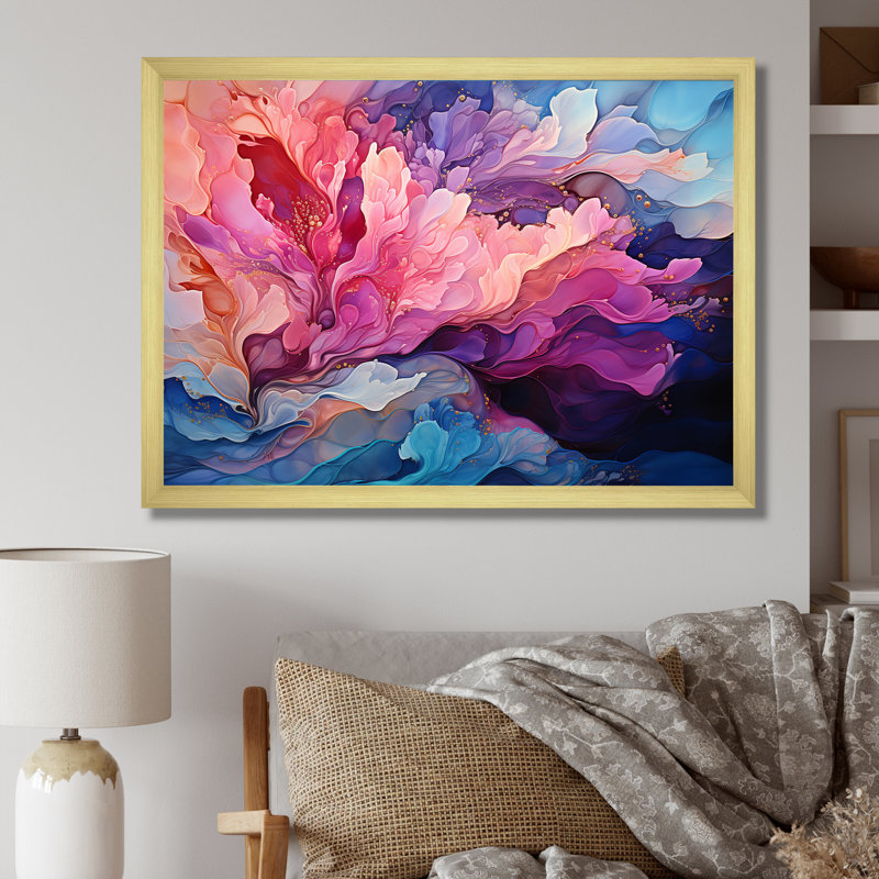 Décoration murale Lumpkin - Aurore boréale_106484, H 16 po x l 32 po x P 1 po, Impression dorée sur toile encadrée