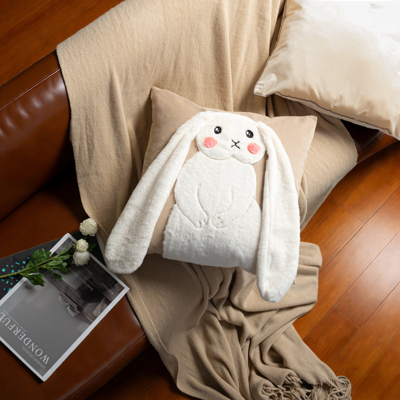 Housse de coussin décorative 3D Animal Lapin 3D 18 x 18 po