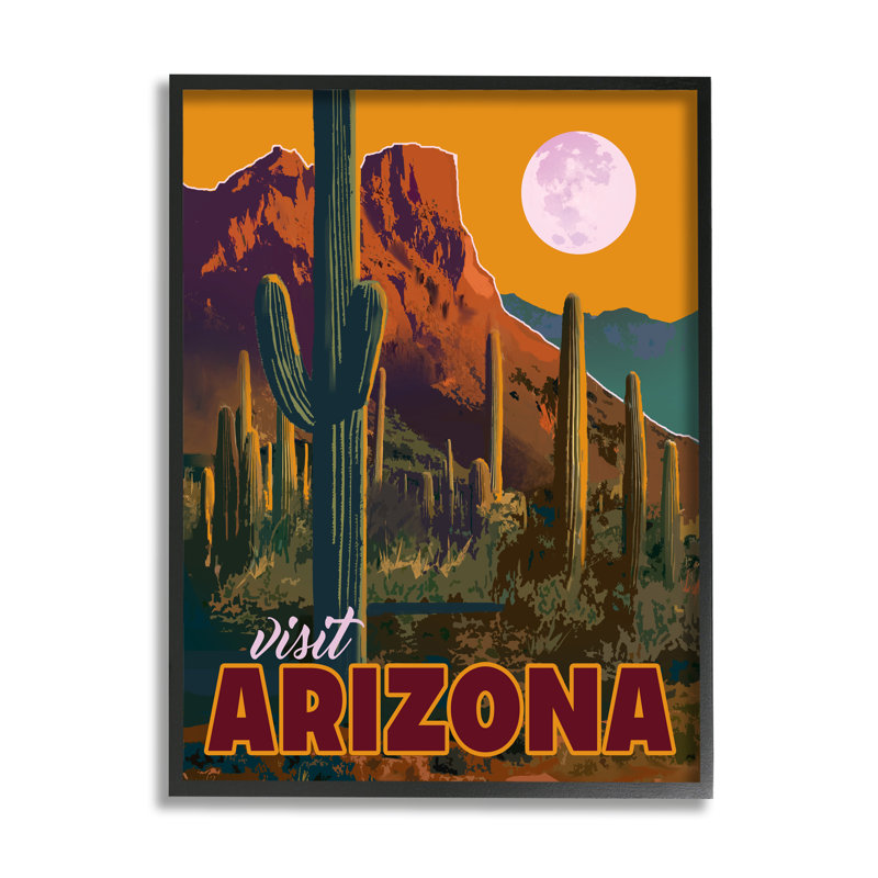 Visitez le désert brillant de l'Arizona, Giclée encadrée noir minuit, H 14 po x l 11 po x P 1,5 po
