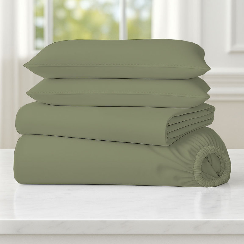 6-Piece Soft Microfiber Sheet Set, Full Sheet Set with 4 Pillowcases, Sage