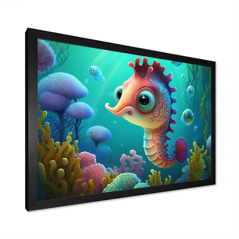 Under The Sea II - reproduction sur toile, Impression noire sur toile encadrée, H 12 po x l 20 po x P 1 po