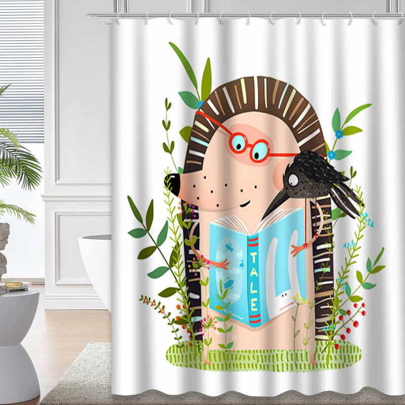 Rideau de douche Hérisson Corbeau avec 12 crochets, L 72 po x l 72 po
