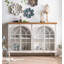 Buffet en bois massif, fer et verre de style Wabi-Sabi