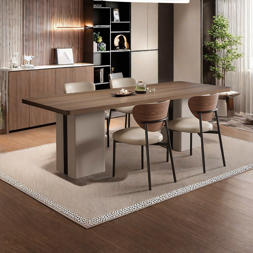 LJIA home Rectangular wood grain rock plate dining table set - Wayfair ...