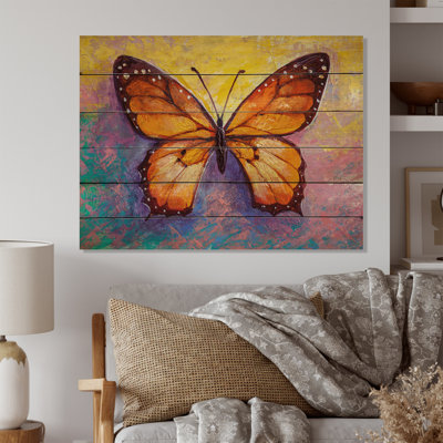 Orange Abstract Painting Butterfly - Traditional Print