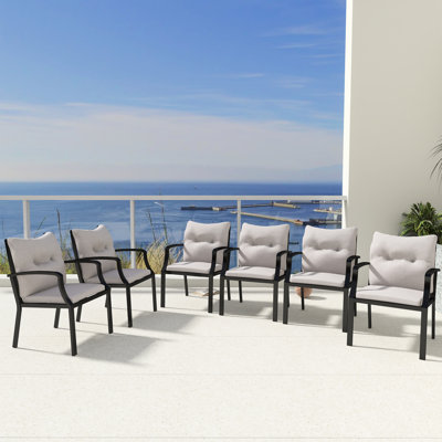 Aluminum Outdoor Dining Armchair With Cushion(Set Of 6)