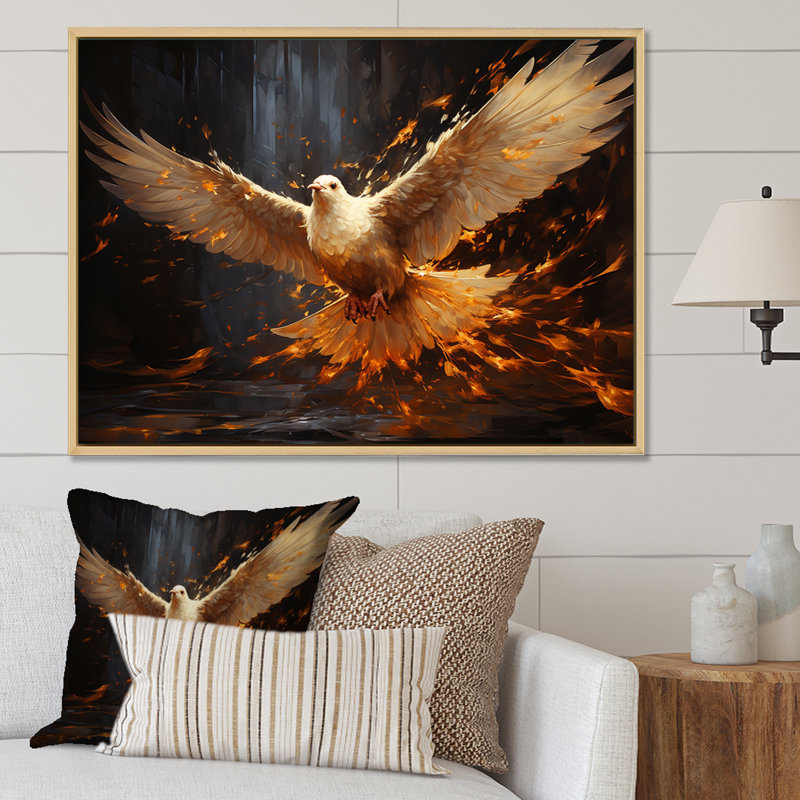 Golden Dove Grace I - impression, H 24 po x l 32 po x P 1 po, Cadre flottant blanc