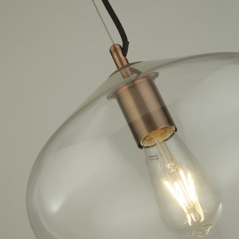 Matt 1 - Light Schoolhouse Pendant, Copper, Clear