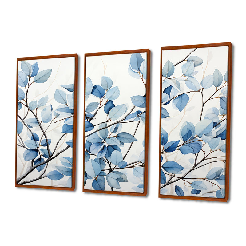 Orrington - feuilles, ensemble d'art sur toile, H 28 po x l 36 po x P 1 po, Cadre flottant brun