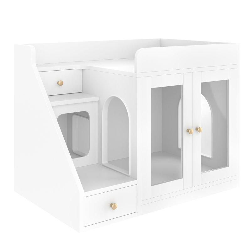 Enceinte de litière pour chat avec lumière, White