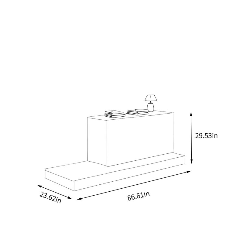 Merchandiser Suhununu, H 29,53 po x l 86,61 po x P 23,62 po