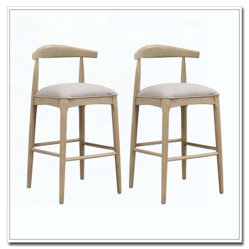 Tabouret de bar en bois, Siège gris / structure en bois