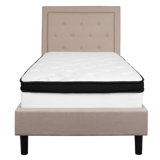 Aluino Panel Tufted Platform Bed and Memory Foam Pocket Spring Mattress