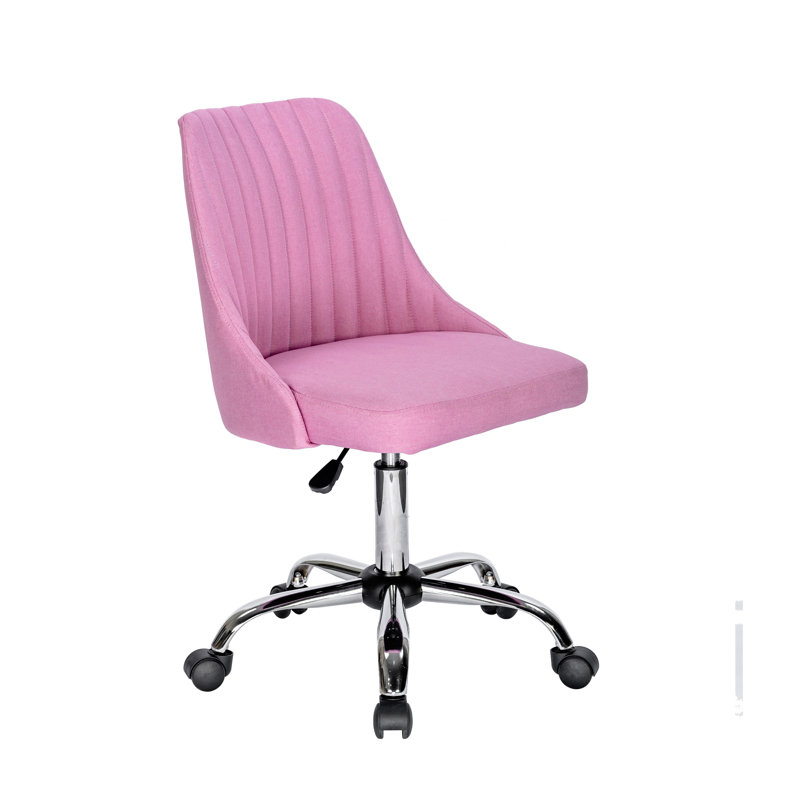 Chaise de bureau rembourrée en tissu avec base en chrome Beckah, Rose