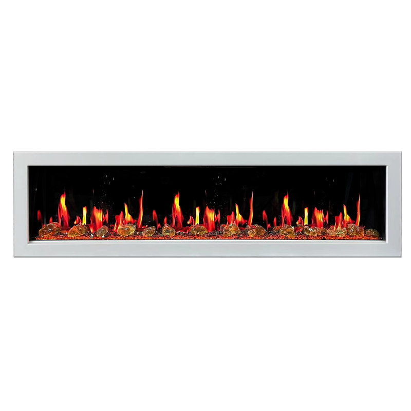 Litedeer Homes Gloria II 78" W Electric Fireplace - Reflective Amber Glass