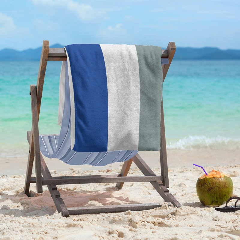 Beach Towel, Light Gray/Dark Gray/Navy