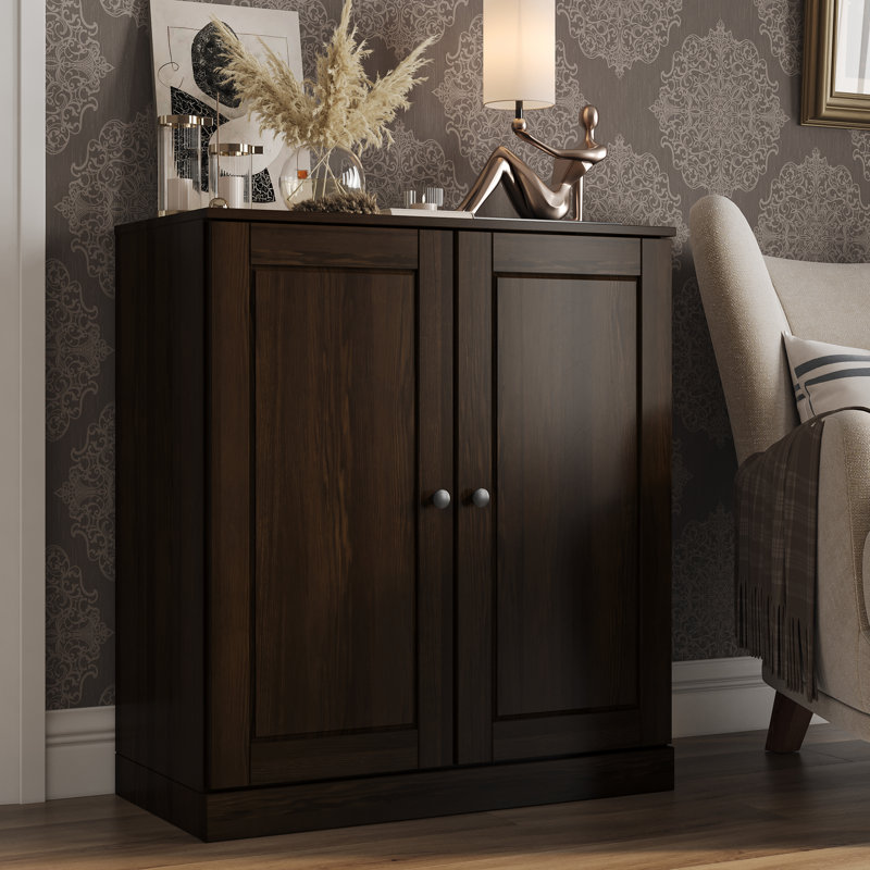 Palace Imports 100% Solid Wood Short Bookcase with Doors, Adjustable Shelves, Modular Storage Bookshelf, 32" W x 35.75" H