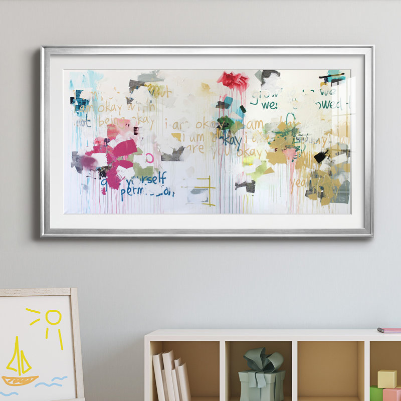 Kent Youngstrom - peinture encadrée, Papier avec cadre argenté, H 14,5 po x l 26,5 po x P 1,5 po, Blanc