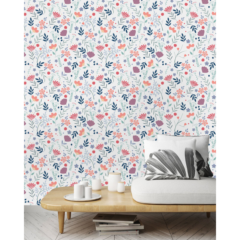 Rouleau de papier peint adhésif Pollocksville Spring, L 16,67 po x l 25 po