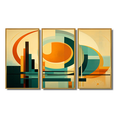 Ensemble de décorations murales rétro moderne pleine lune City II - Mid-Century