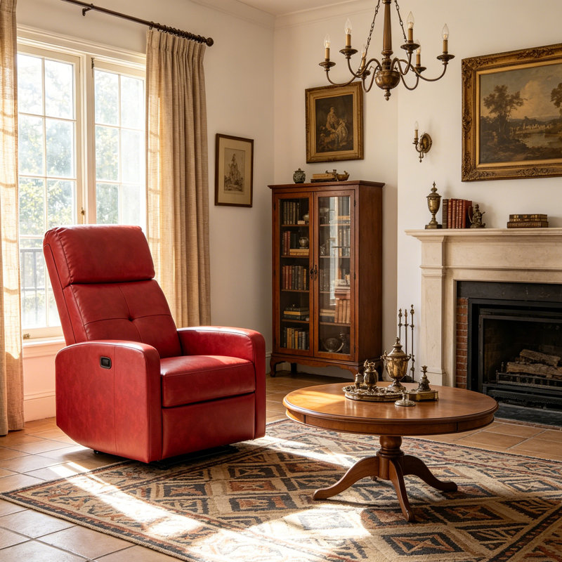 Fauteuil inclinable, Similicuir rouge
