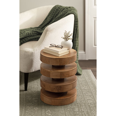Omar Modern Mango Wood Round Side Table for Living Room