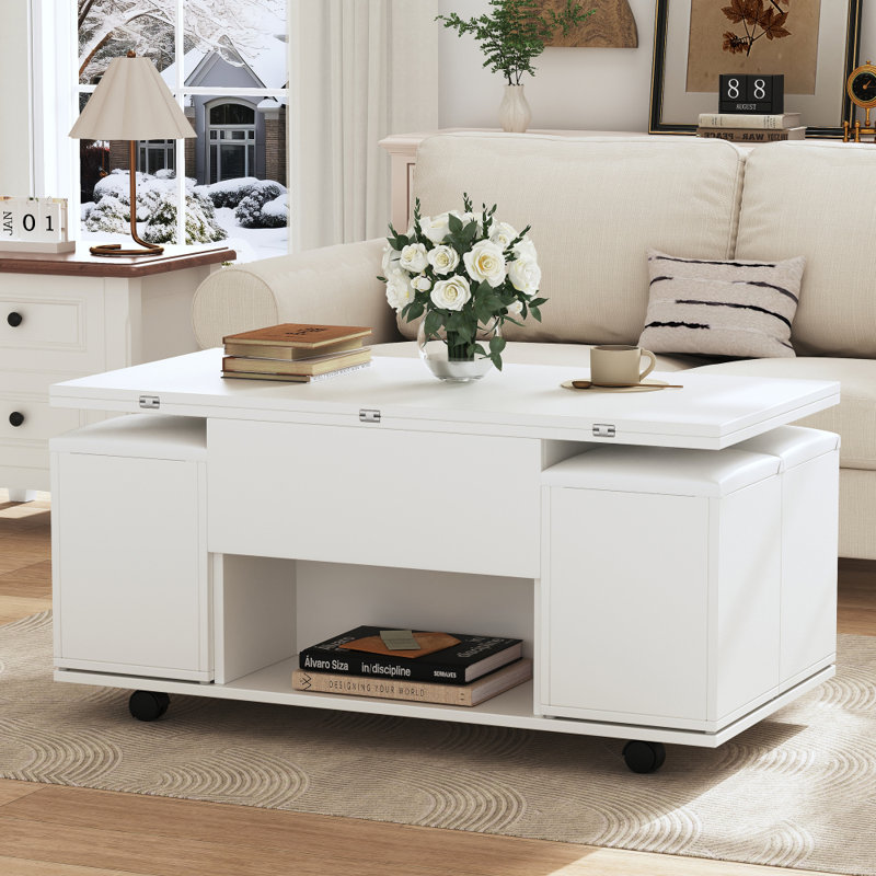 Coffee Table, White, White