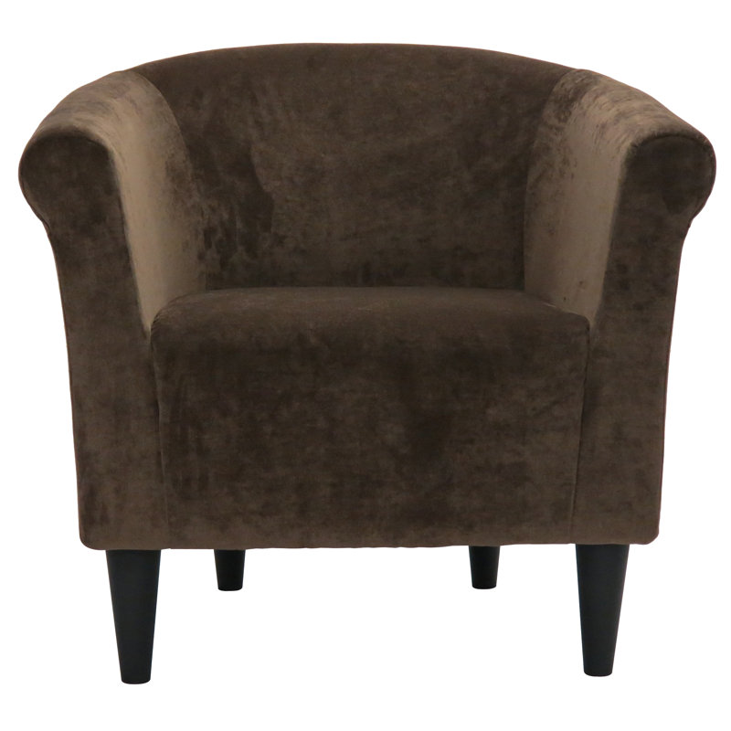 Liam 31.5" W Barrel Chair, Brown Microsuede