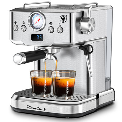 Professional 20 Bar Espresso Machine - Milk Frother, Single/double Shot, Ese Pod Compatible, Visual Temperature & Pressure Display, Removable Water Tank For Cappuccino, Latte, And Macchiato