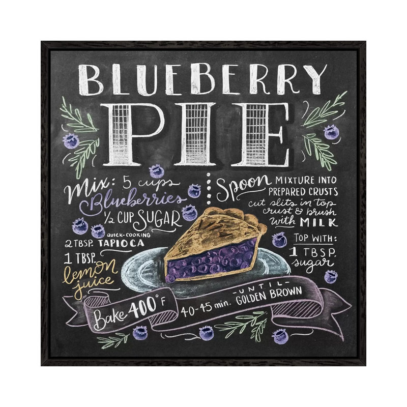 Blueberry Pie Recipe - Print on Canvas, Black Floater Framed, 45.72cm H x 45.72cm W x 3.81cm D