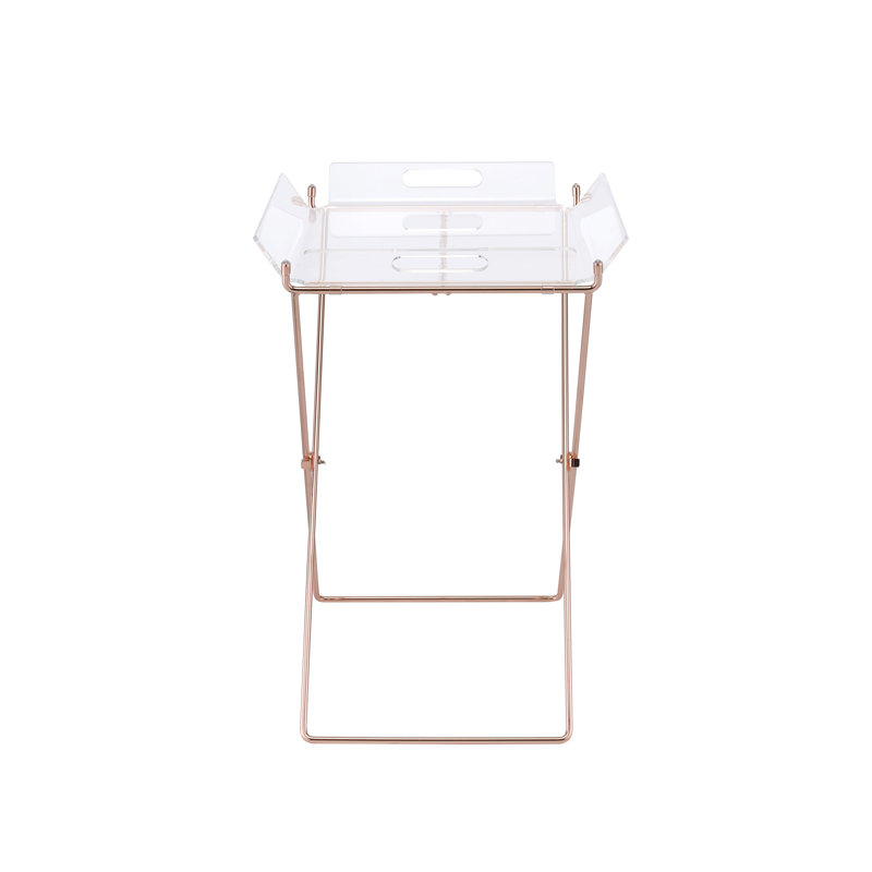Lyerly Contemporary Rectangular Butler Tray Table in Clear Acrylic & Copper