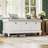 44.1-inch Fluted Entryway Bench Shoe Bench with Cushion and Three Drawers-1370778234