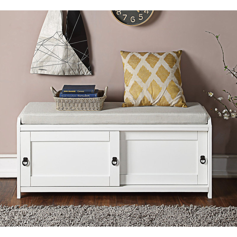 Banc avec armoire de rangement, Blanc