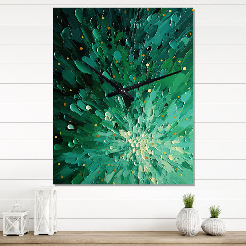Emerald Euphoria II - Abstract Landscape Wall Clock, Small