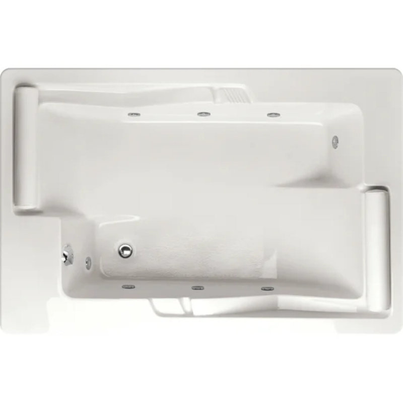 Ashley 72'' x 48'' Whirlpool Acrylic Bathtub, White, Polished Nickel