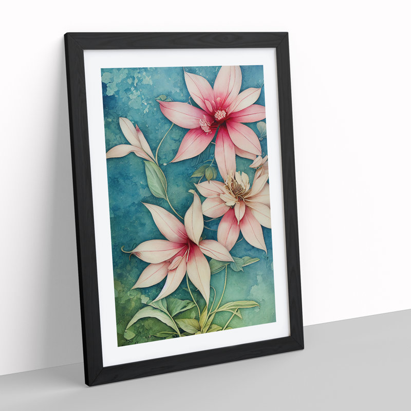 Flowers No.3 - Single Picture Frame Painting, Black Framed, 64cm H x 46cm W x 2cm D