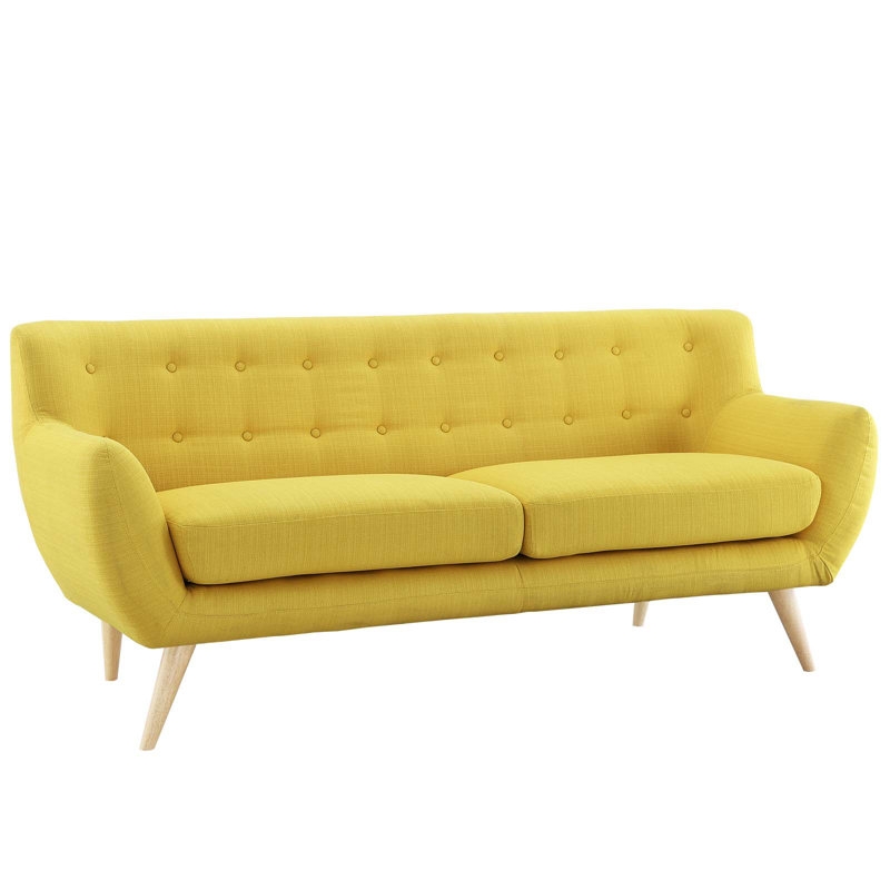 Causeuse rembourrée Carson Carrington Nordborg de Modway, Polyester ensoleillé, 32,5 po H x 74 po L x 32,5 po P