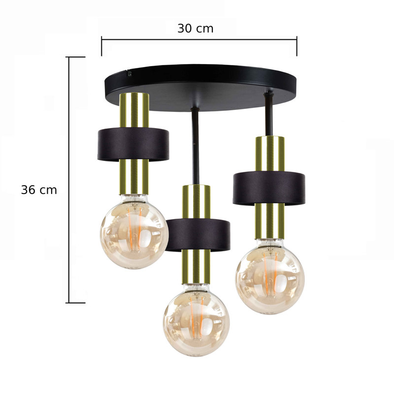 Berndien Semi Flush Mount, Black/Green
