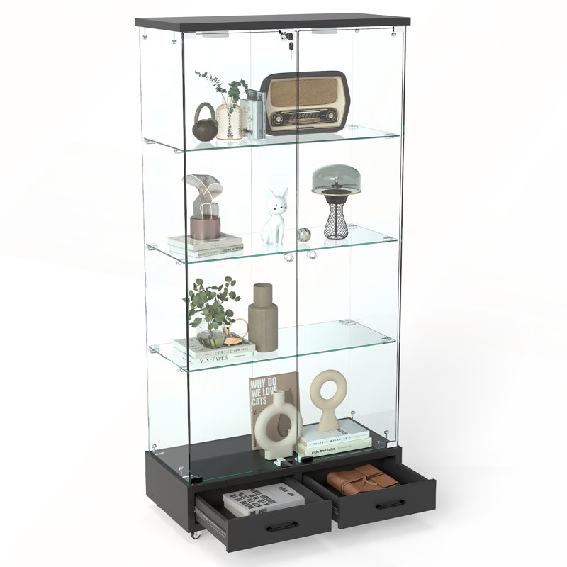 Vitrine moderne en verre avec lumières DEL, Noir