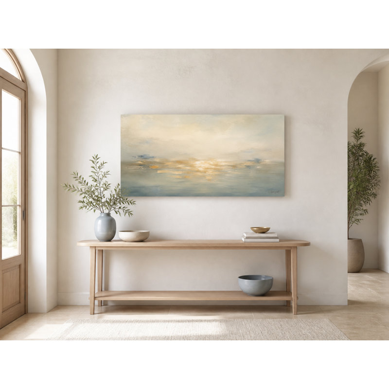 Tableau panoramique sur toile tendue « Lumière côtière dorée », H 20 po x l 40 po x P 1,5 po