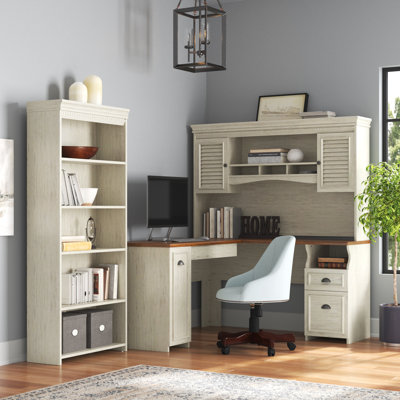 Ensemble de bureau d'ordinateur en L 3 pièces avec huche Huckins