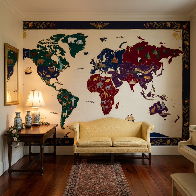 Décoration murale de voyage carte du monde amovible Atlas, 200 po x 120 po, Peler et coller