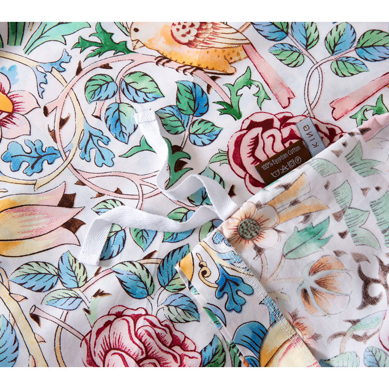 Egyptian-Quality Cotton Sateen Floral Duvet Cover, Oversized King Duvet Cover + 2 Shams