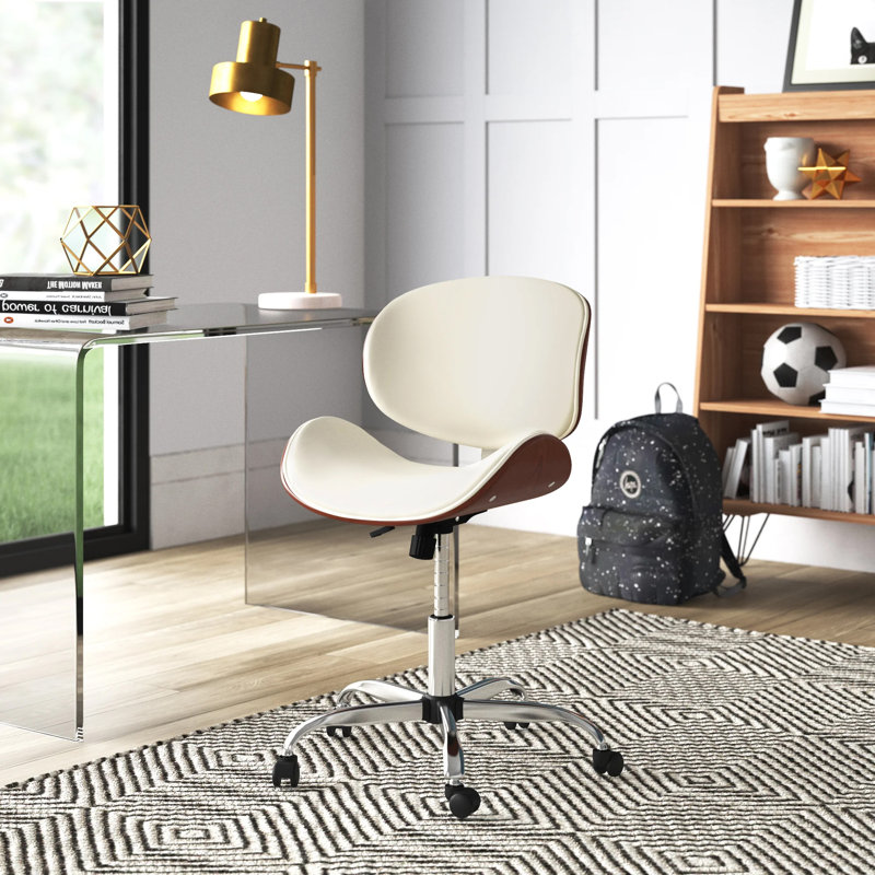Chaise de travail David, Similicuir crème