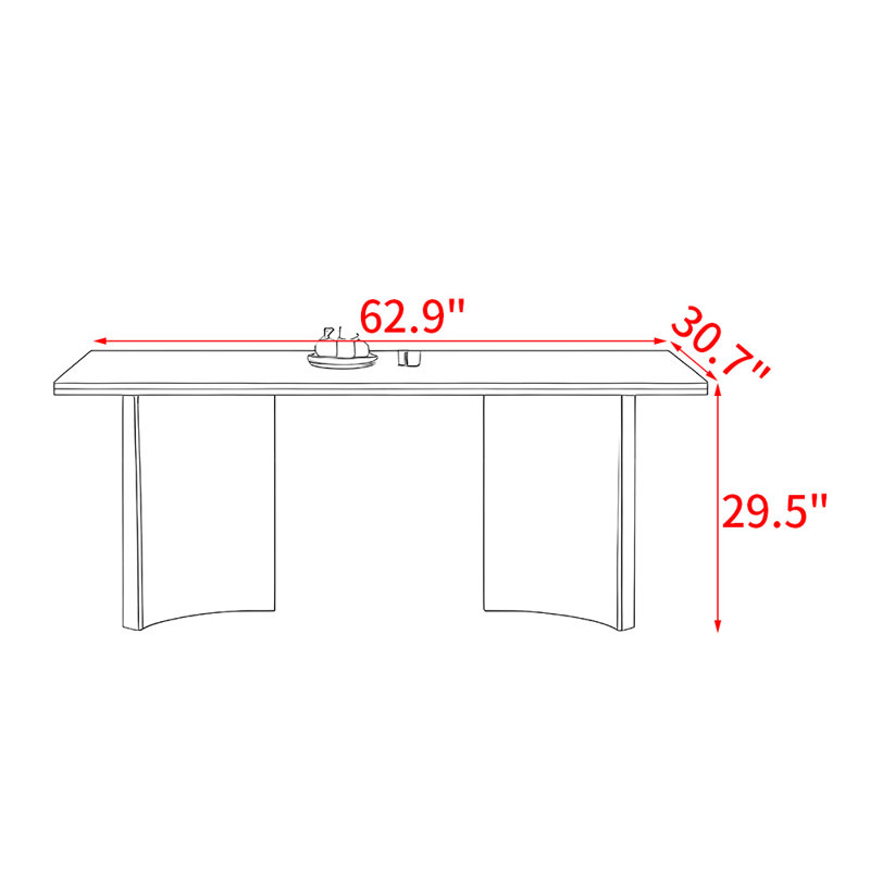 Table de salle à manger rectangulaire en bois massif de style médiéval, H 29,5 po x L 62,9 po x l 30,7 po