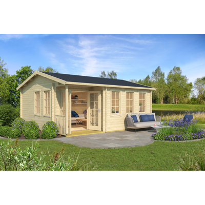 Lasita Sri Lanka 18.5 x 16 Ft. Apex Roof Premium Log Cabin With Single Glazed Windows (44mm)