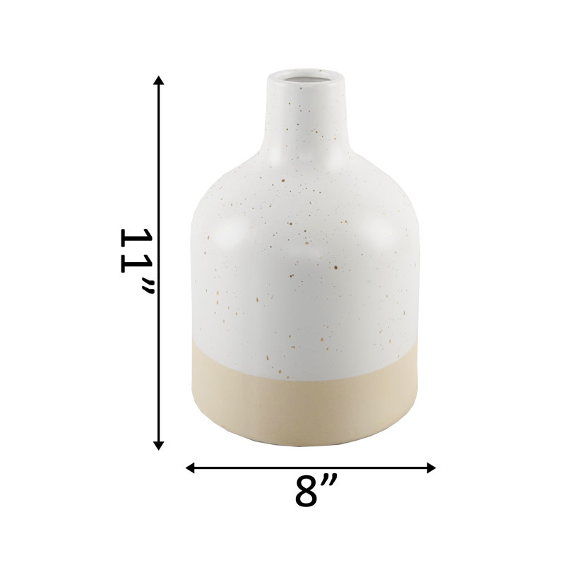 Kanedra Decorative Bottle 1, 11" H x 8" W x 8" D, White