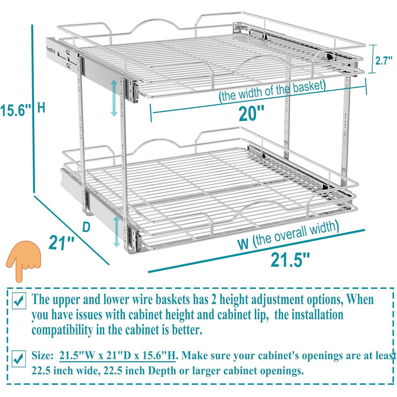 Menelaos Pull Out Drawer, 15.6" H x 21.5" W x 21" D 