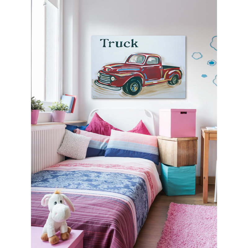 "Red Truck" par Reesa Qualia, reproduction sur toile tendue, H 24 po x l 36 po x P 1,5 po