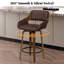 Tabouret de bar pivotant en similicuir avec cadre en bois massif pour îlot de cuisine (ensemble de 2)-1630086425-1630086426
